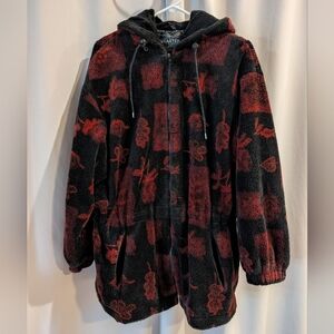 Forecaster Floral Fleece Jacket Hooded Small Full Zip Warm Cozy Gorpcore Women's